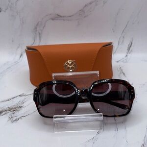 Tory Burch Tortoise Sunglasses with Orange Case